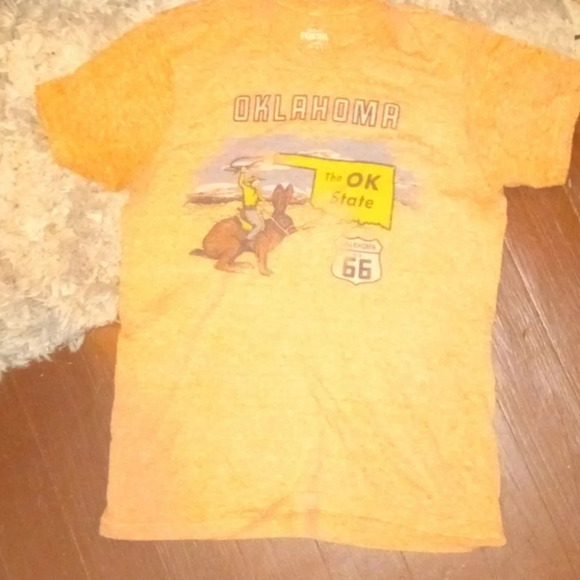 🐼🐼🐼Fossil Brand Oklahoma T-shirt Medium Heather Orange - Picture 4 of 5
